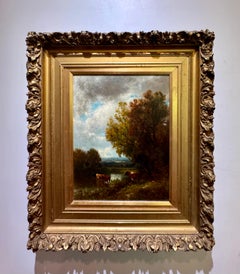 EXPOSÉ American Hudson River COW School Landscape Stream with Cows
