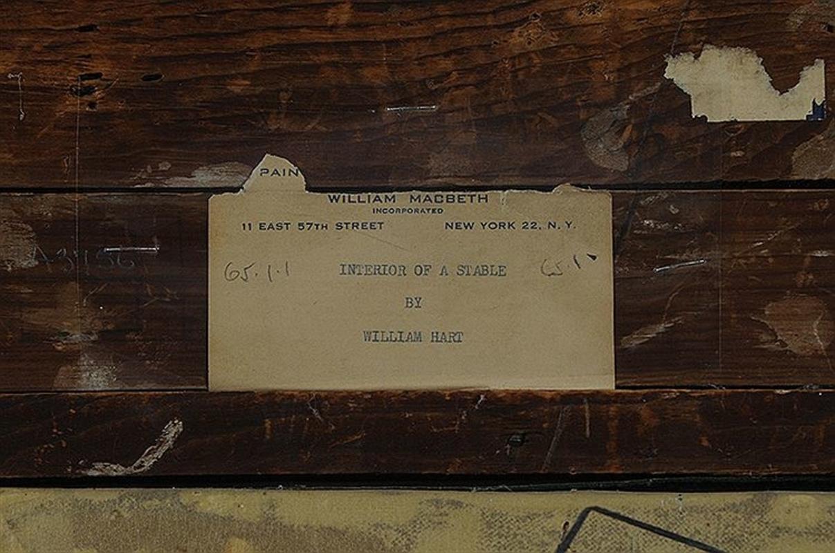 « Intérieur d'une écurie » William Hart, Hudson River School Antique, Boy and Horse en vente 6