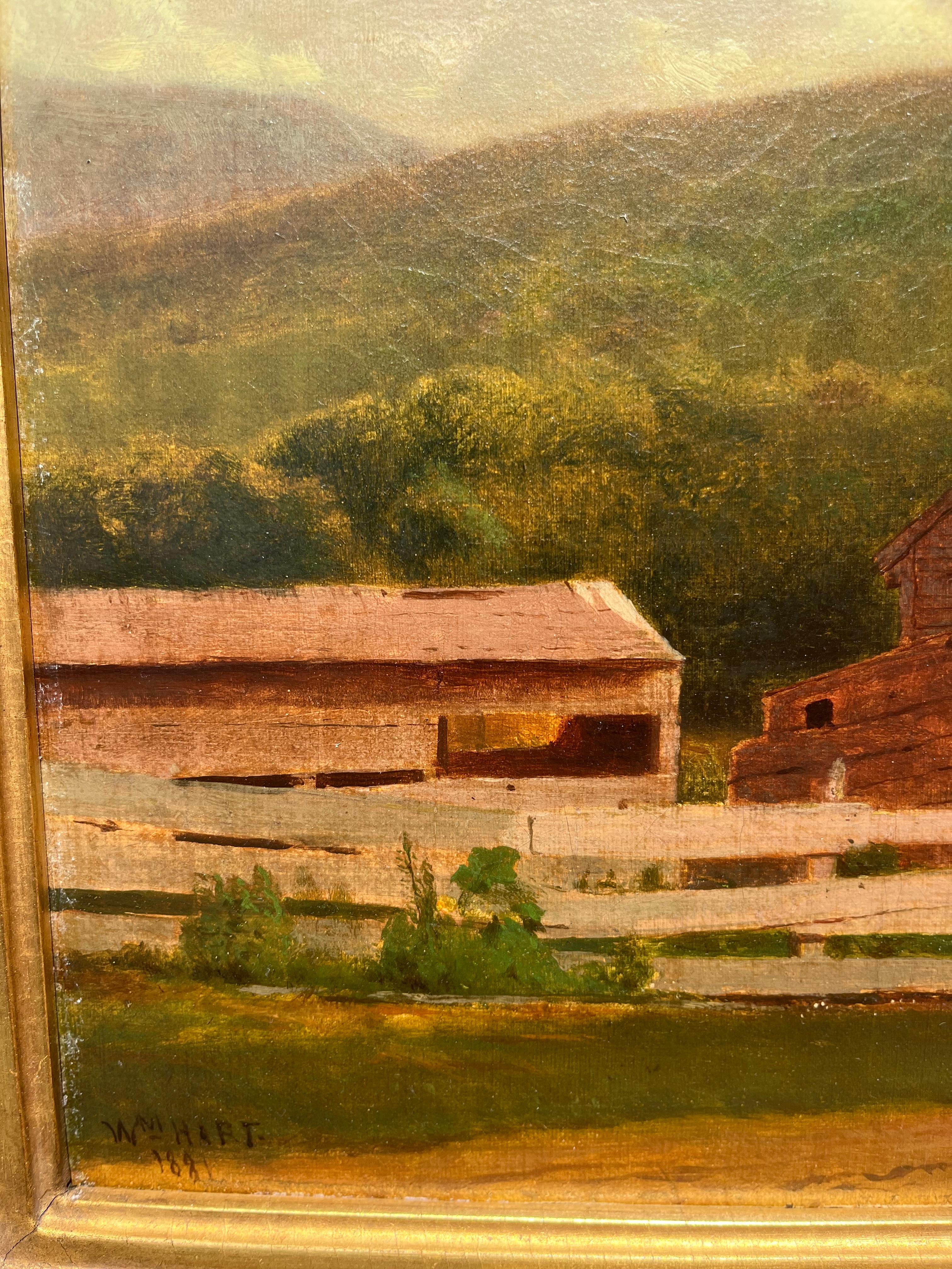 Paisaje al óleo de Cabaña en las montañas - Landscape Painting Marrón de William Hart