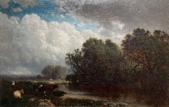 "Pastoral Landscape, " William Hart, Hudson River School, Cloudy View with Cows