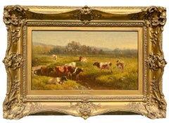 Pastorale estiva dell'artista della Scuola del fiume Hudson William Hart (americano: 1823-1892)