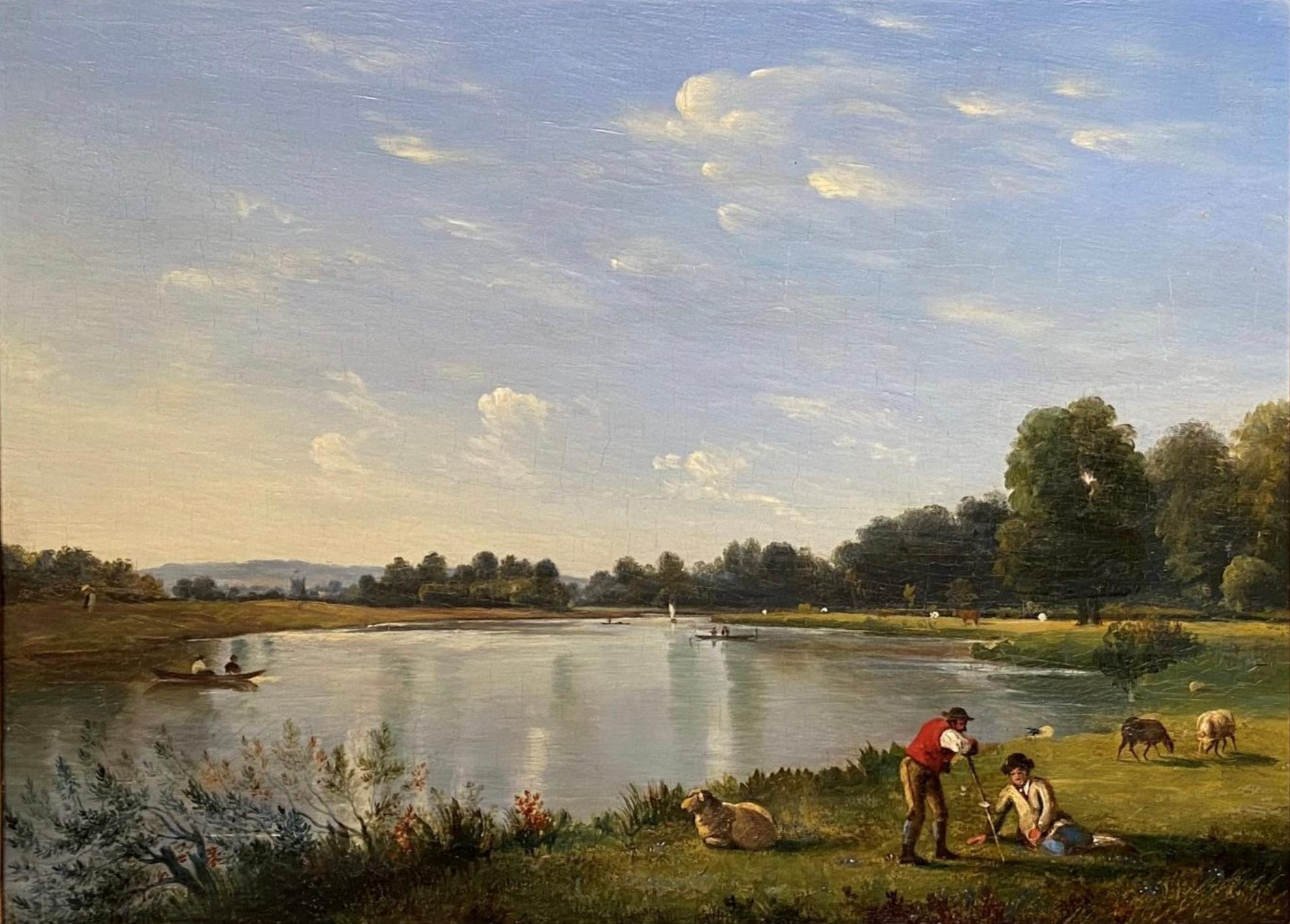 The River Thames at Twickenham, 19th Century English Oil painting