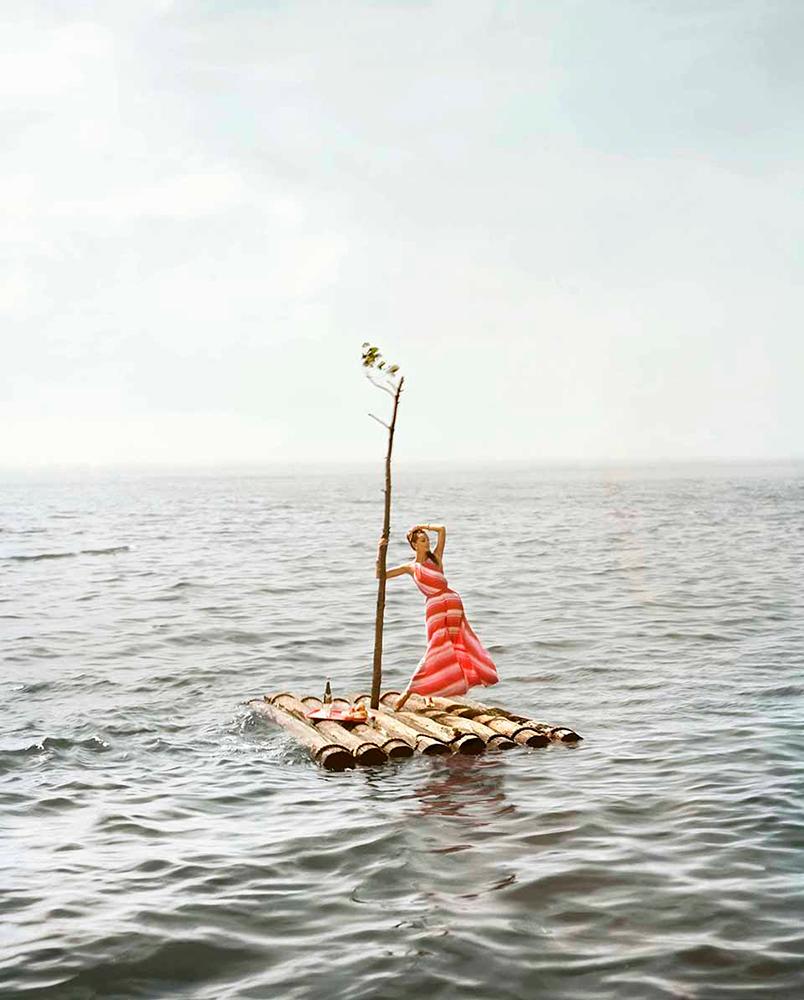Raft: Lucinda Hollingsworth, off Westhampton Beach, Supima - Photograph by William Helburn