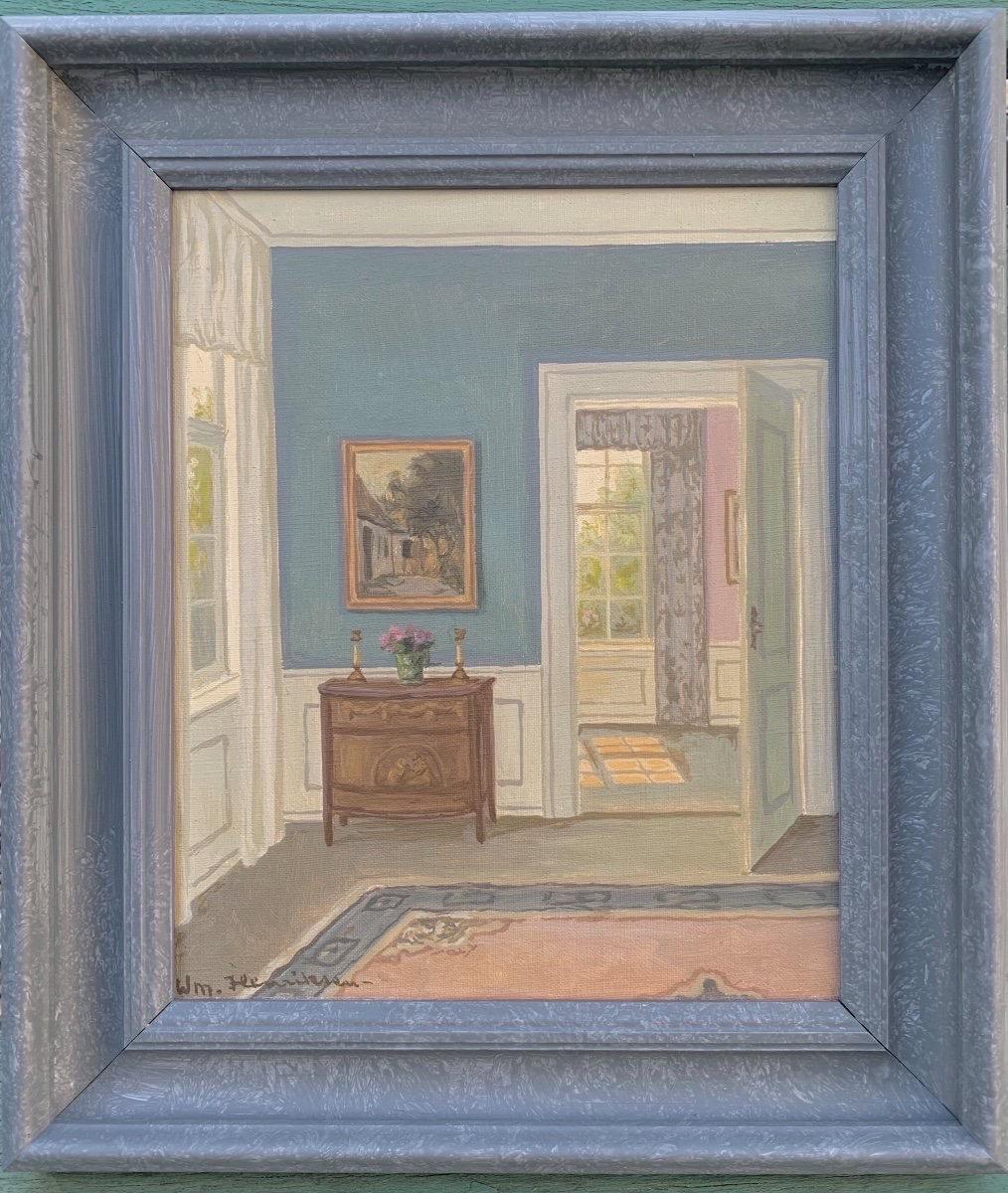 Interior Painting William Henriksen  - Un intérieur danois léger de W. Henriksen (Étude), signé, école danoise.