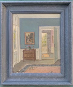A light Danish Interior by W. Henriksen ( Study) , signed, Danish School. 