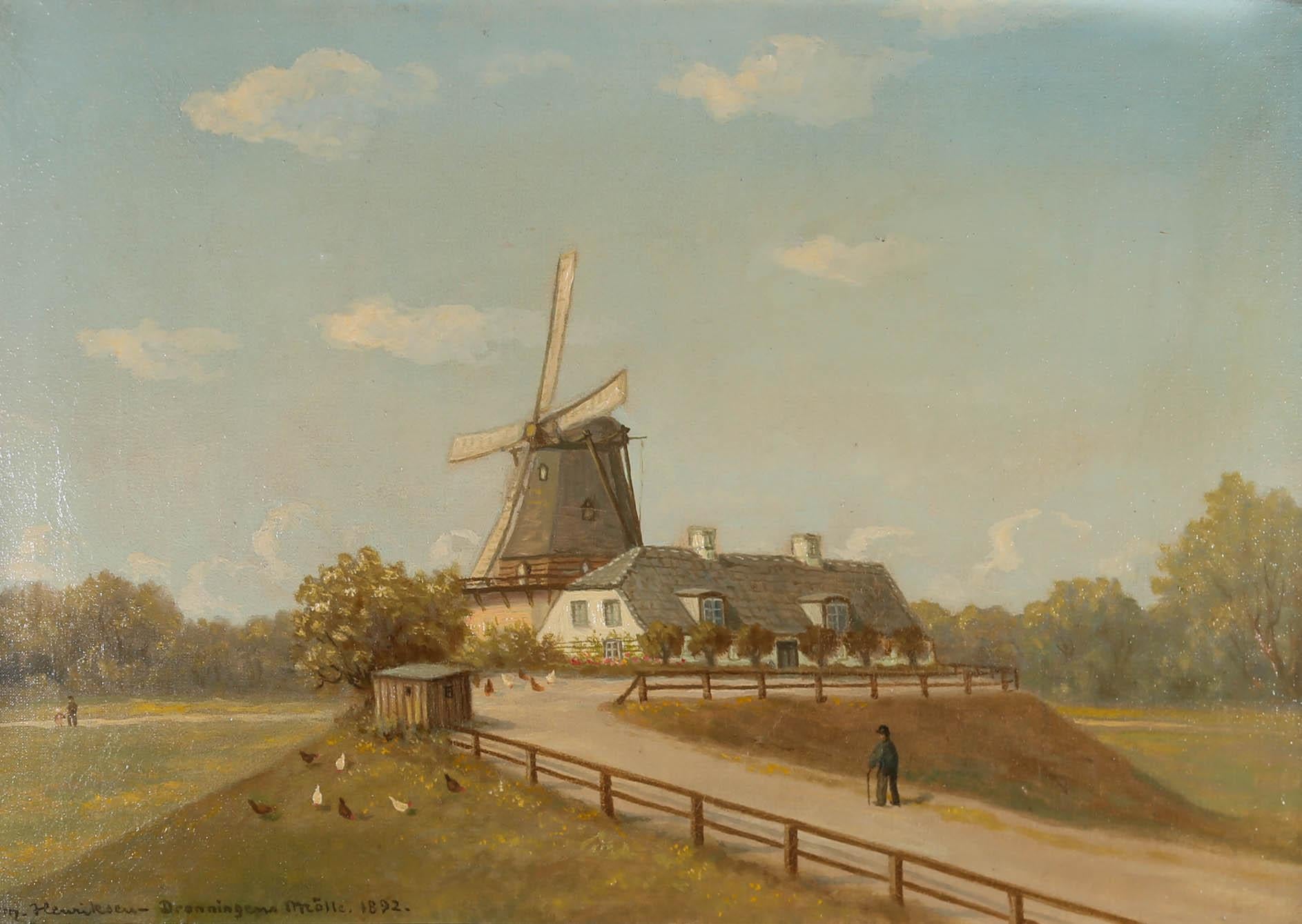 William Henriksen (1880-1964) - Framed Oil, White Sailed Windmill For Sale 2