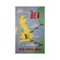 1948 original travel poster by William Henry for BEA – British European Airways