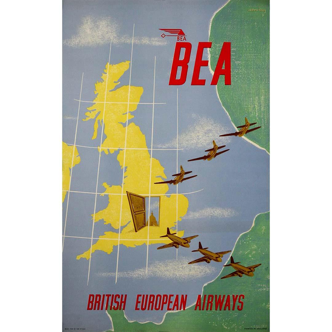 1948 original travel poster by William Henry for BEA – British European Airways