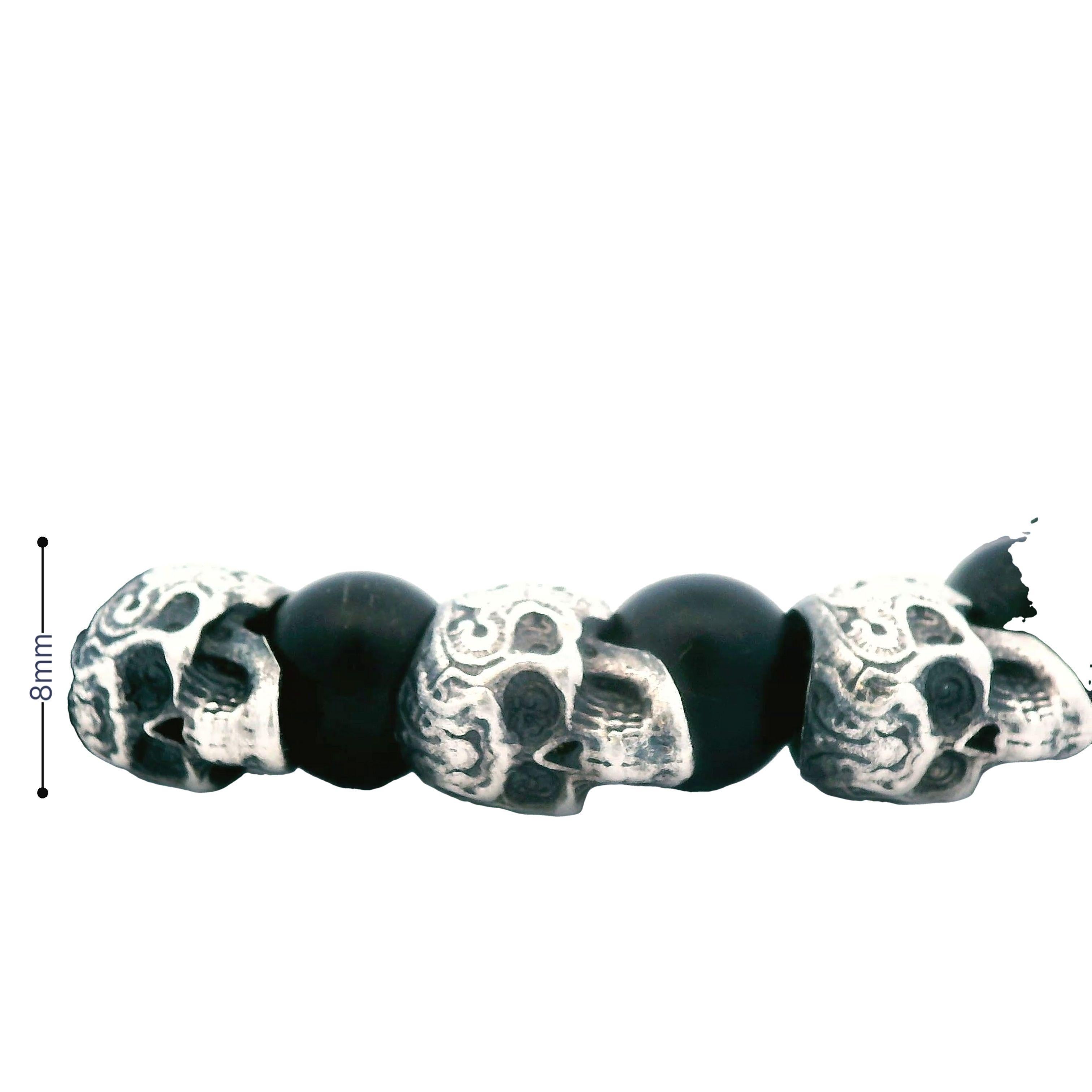 WILLIAM HENRY Alternating Shaman Onyx & Silver Skull Bracelet 925 Silver For Sale 3
