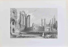 Antique Abbey of Arbroath - Lithograph By W.H. Bartlett - 19th Century
