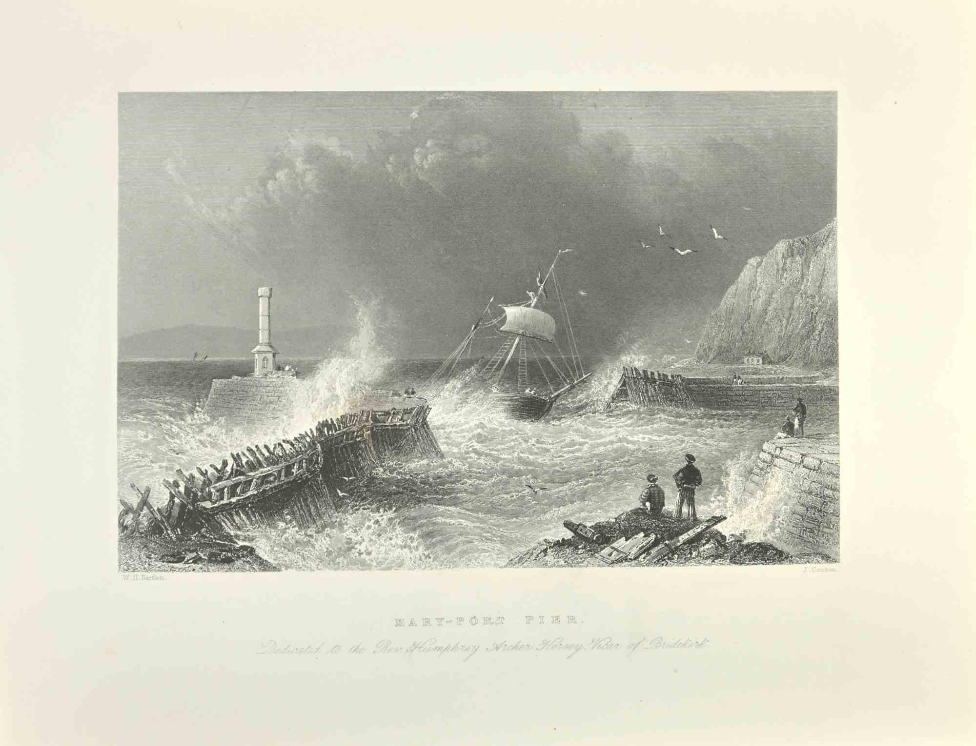 Mary- Port Pier – Radierung von W.H. Bartlett – 1845