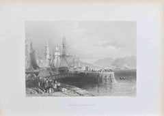 Lithographie „Port Glasgow“ von W.H. Bartlett – 19. Jahrhundert