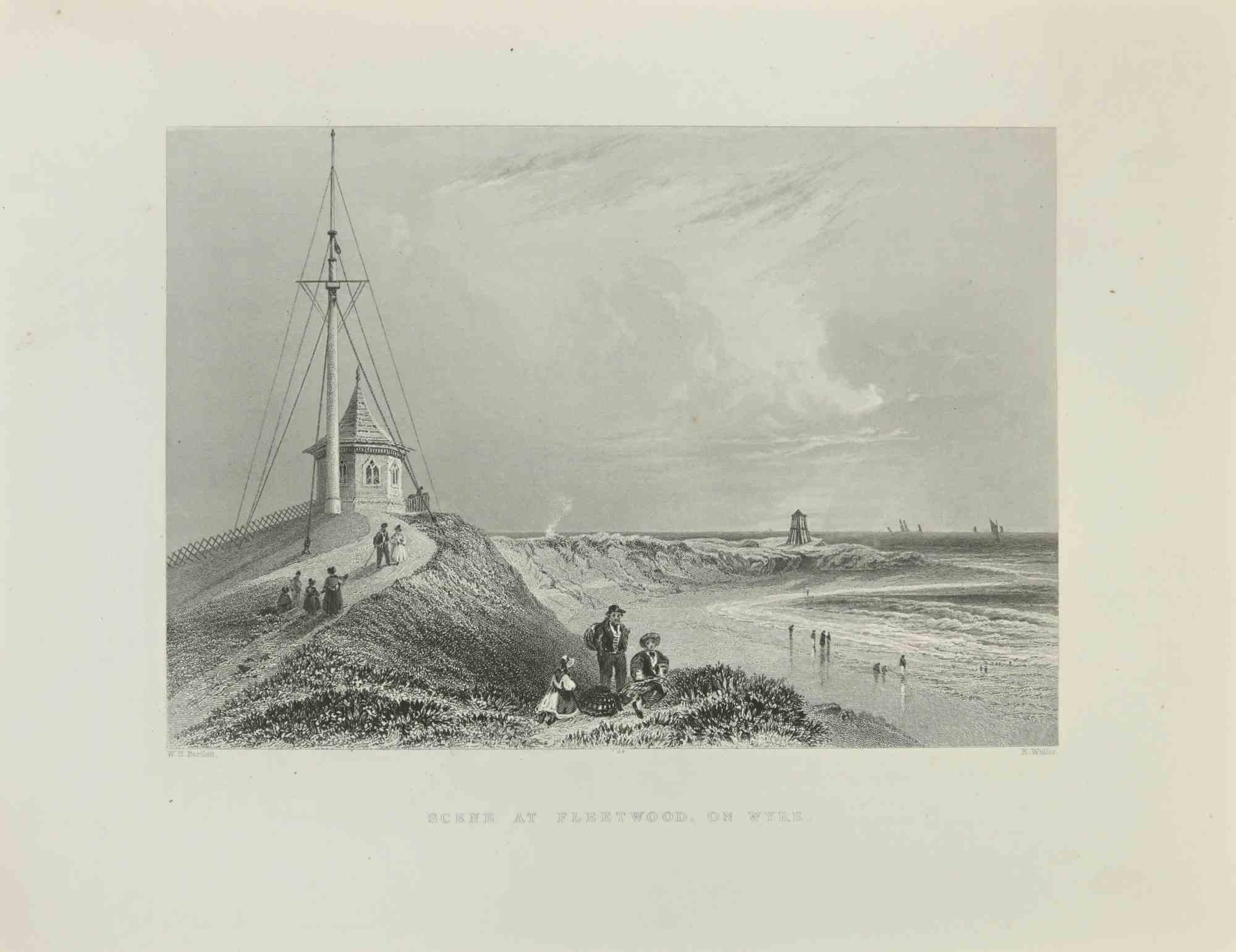 William Henry Bartlett  Figurative Print - Scene At Fleetwood - Etching By W.H. Bartlett - 1845