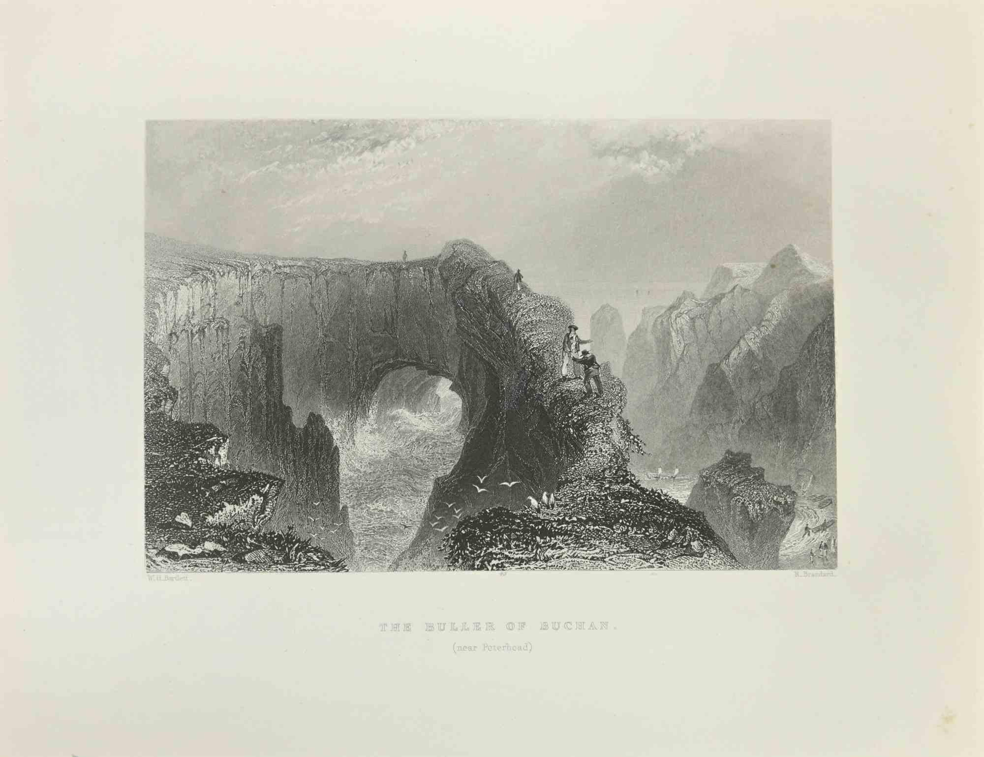 William Henry Bartlett  Landscape Print - The Buller Of Buchan - Etching By W.H. Bartlett - 1845