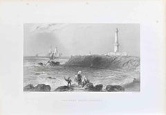 Antique The Light House, Aberdeen - Lithograph By W.H. Bartlett - 19th Century