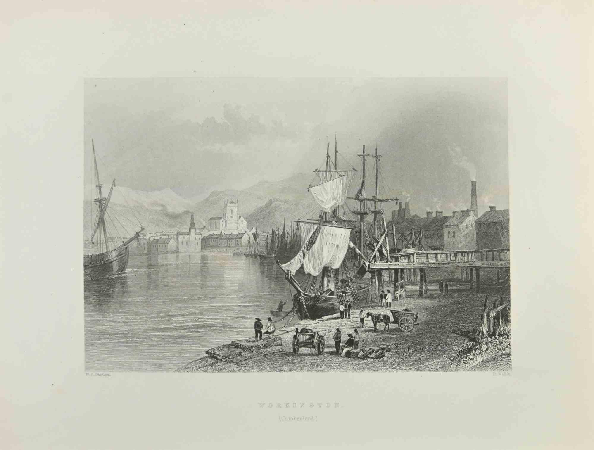 William Henry Bartlett  Figurative Print - Workington - Etching By W.H. Bartlett - 1845