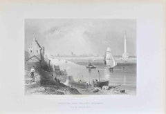 Yarmouth, with Nelson's Monument - Lithograph By W.H. Bartlett - 19th Century