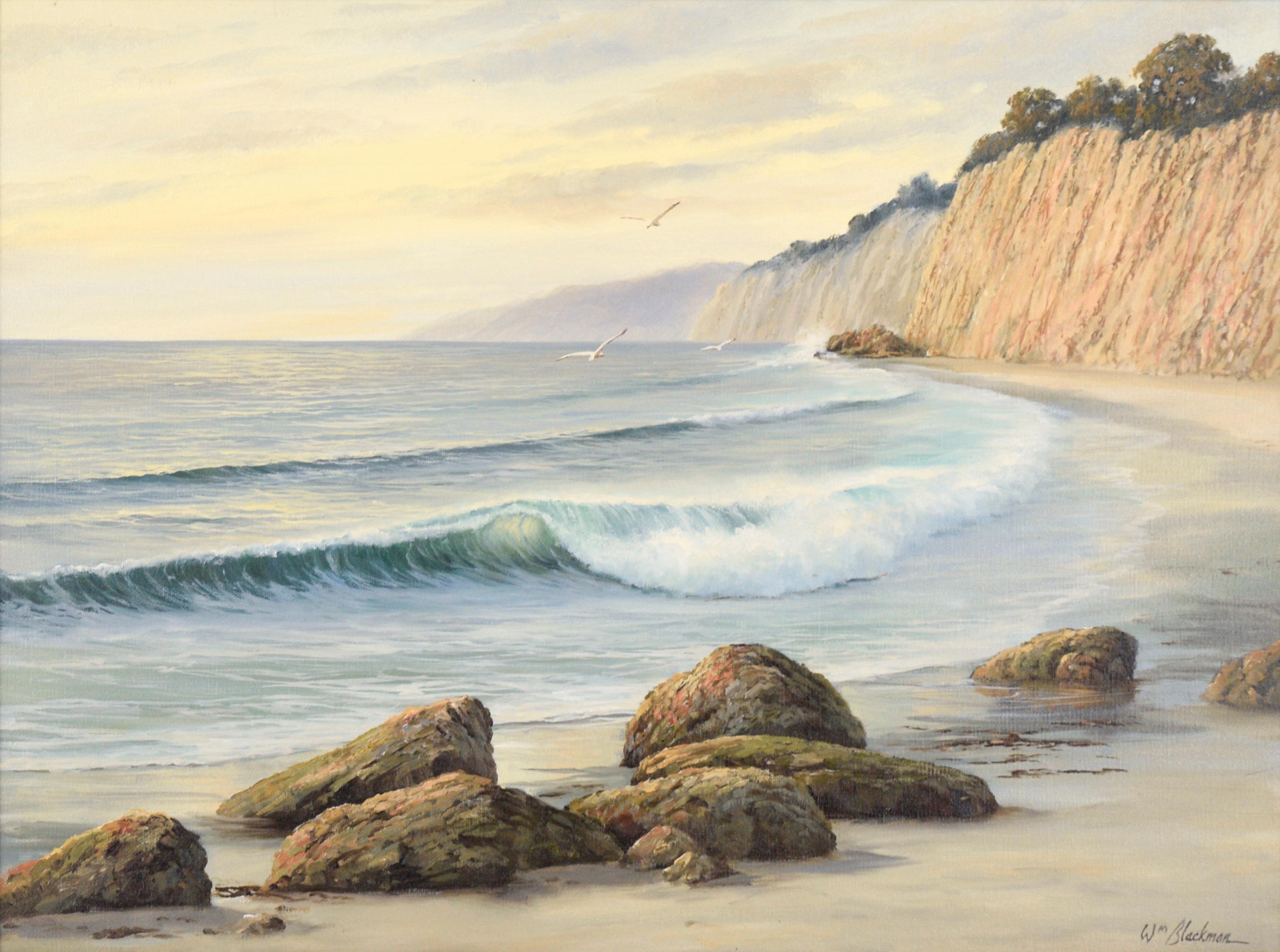 La vague ondulante à la côte - Paysage marin - Painting de William Henry Blackman