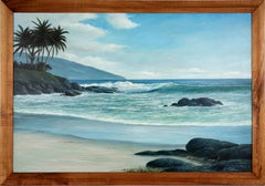 "Maui Shores" Splendeur des îles Hawaïennes dans un cadre en Wood Wood 1965 William Blackman