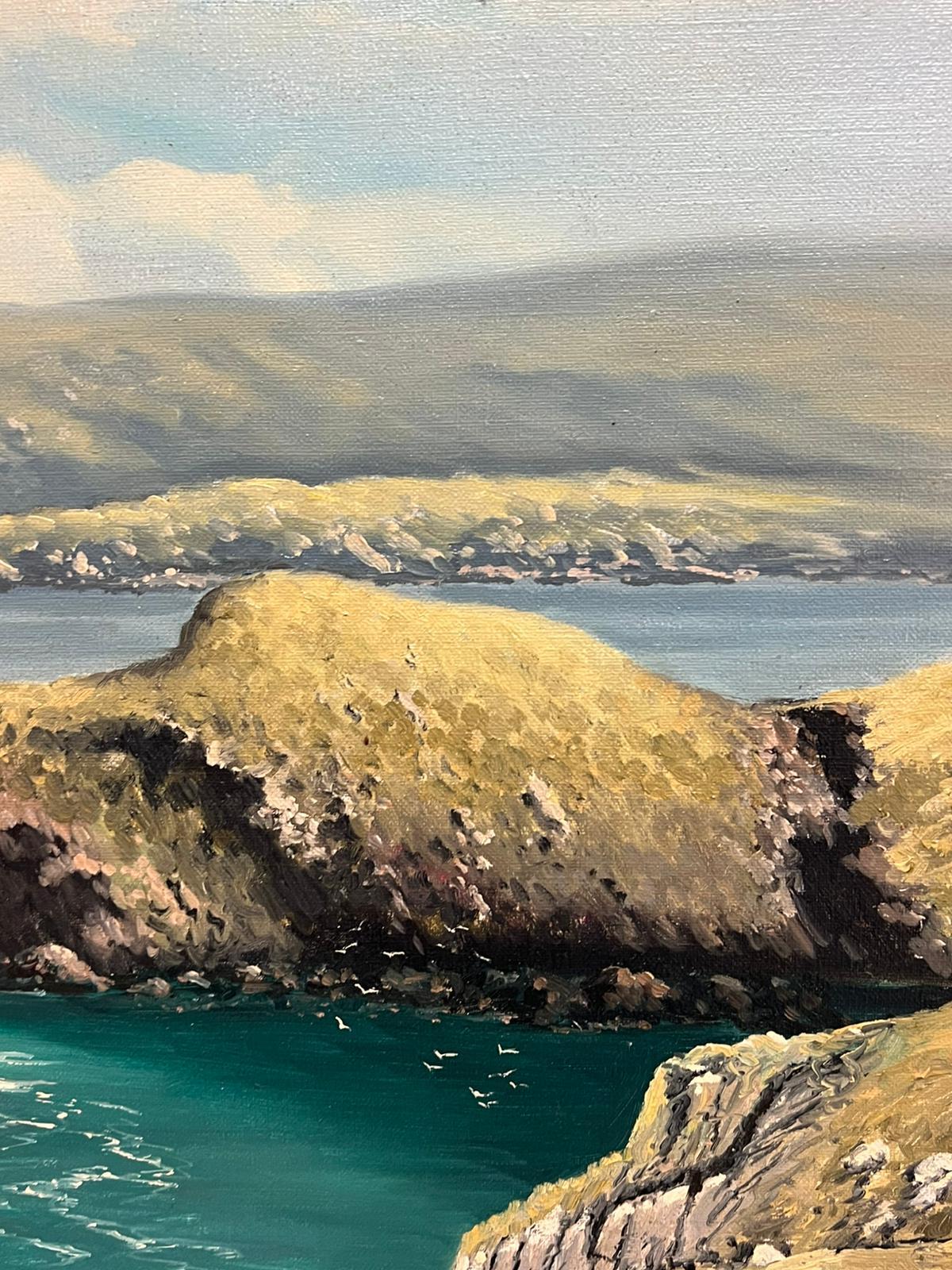 Paisaje costero irlandés Acantilados y océano Glen Head Condado de Donegal Pintura grande en venta 7