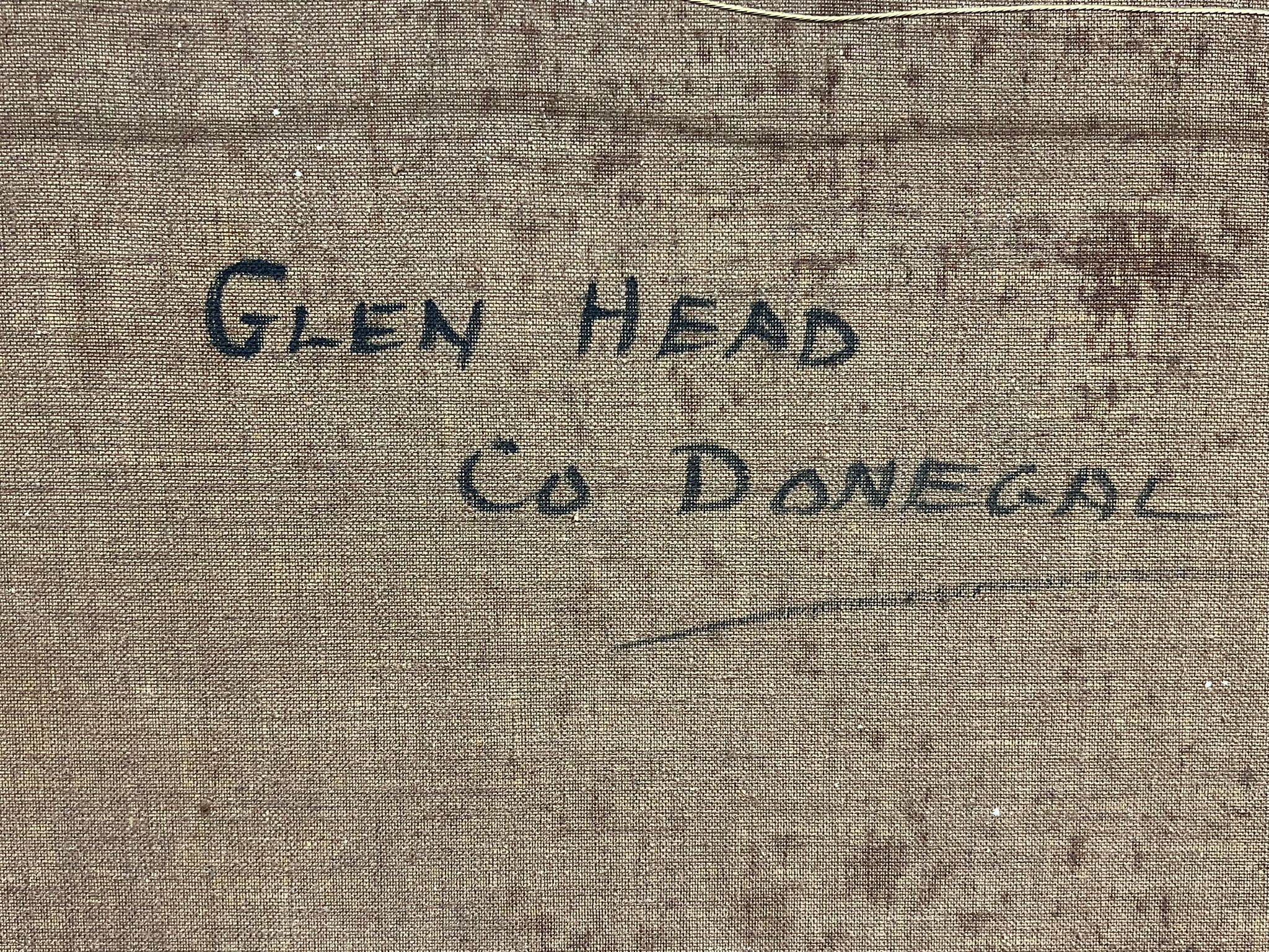 Paisaje costero irlandés Acantilados y océano Glen Head Condado de Donegal Pintura grande en venta 8