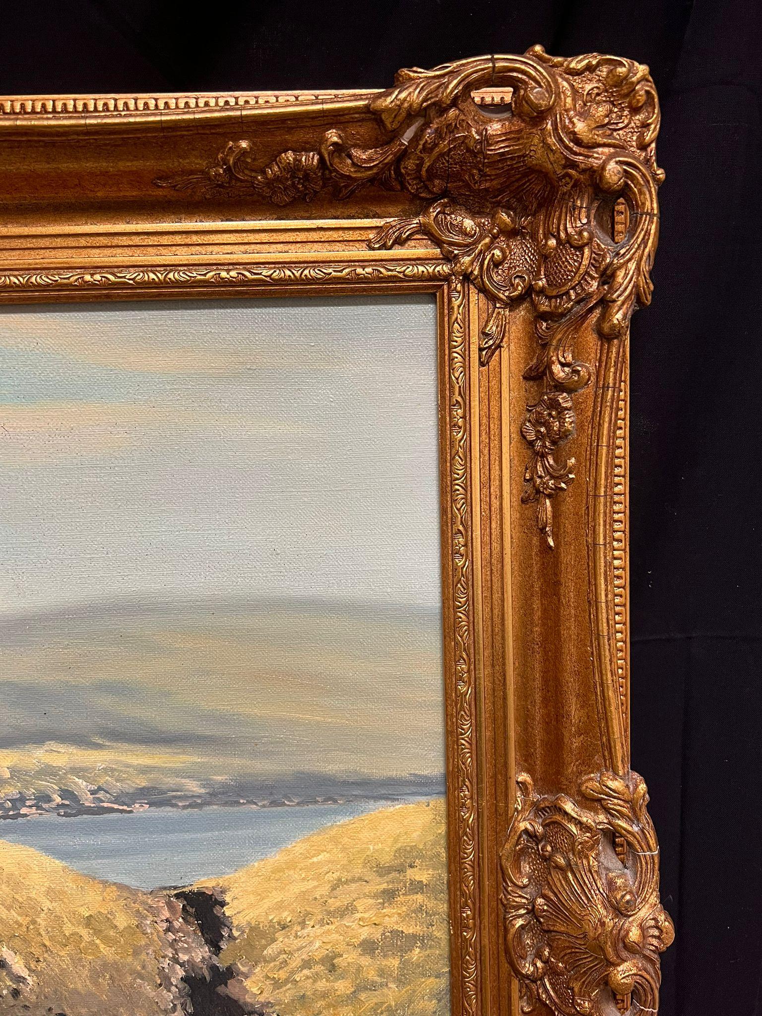 Paisaje costero irlandés Acantilados y océano Glen Head Condado de Donegal Pintura grande - Painting Impresionista de WILLIAM HENRY BURNS (1924-1995)