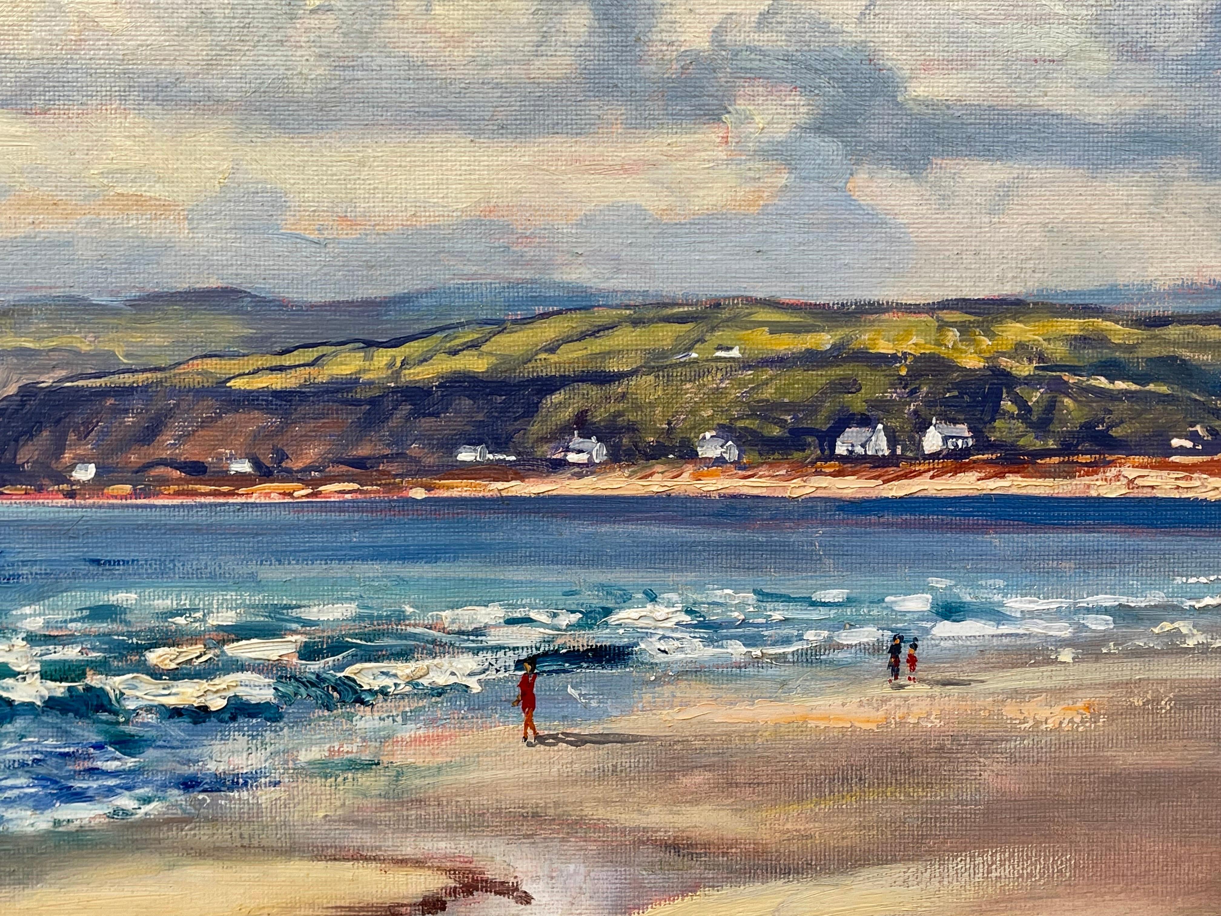 Original Oil Painting of Beach Scene at Fairhead Ireland by Modern Irish Artist For Sale 4