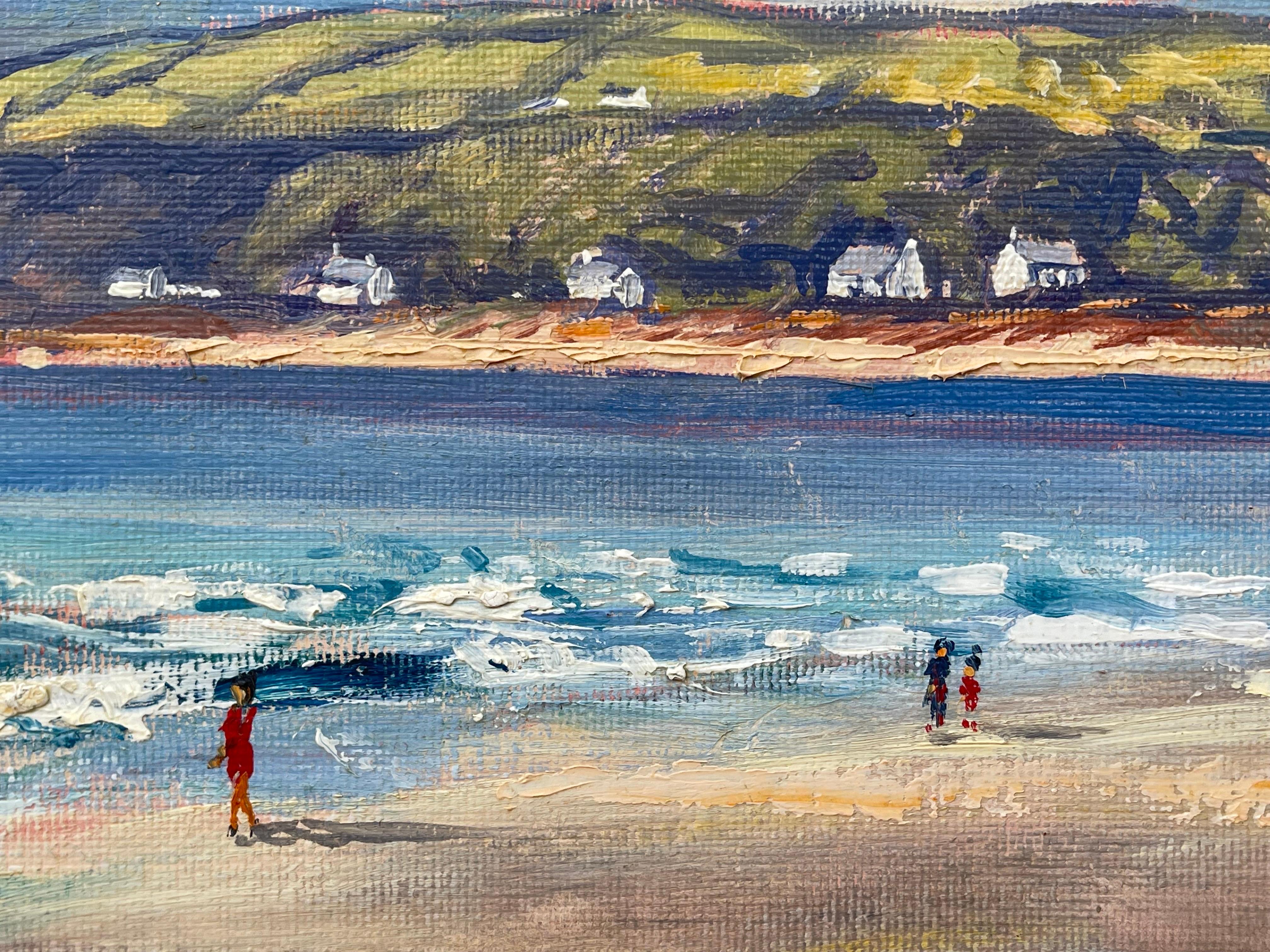 Original Oil Painting of Beach Scene at Fairhead Ireland by Modern Irish Artist For Sale 1