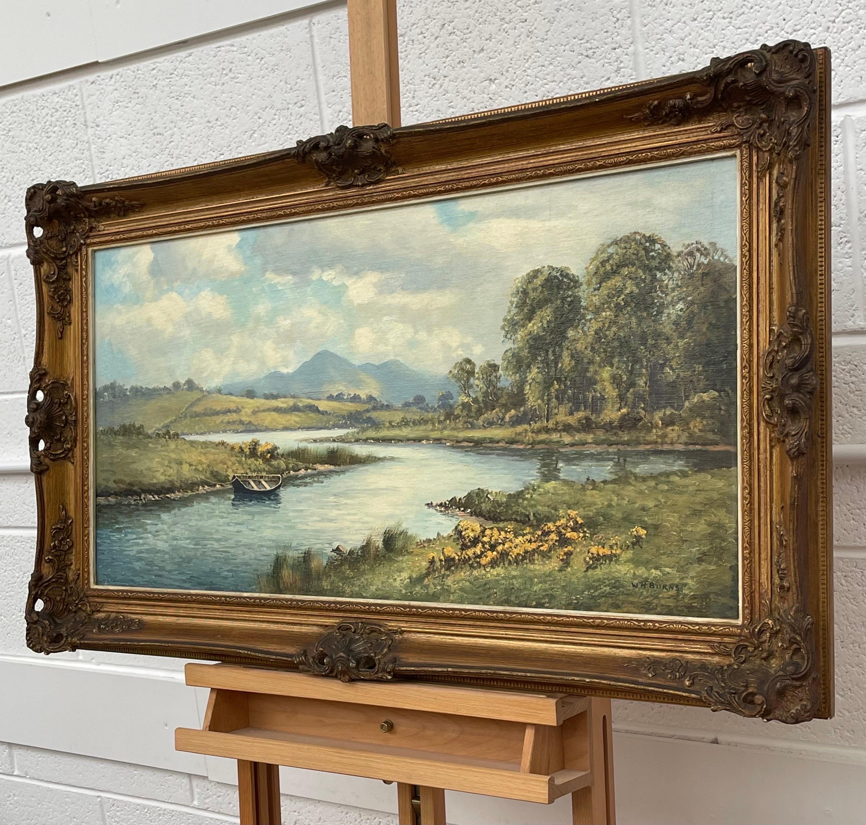Original Oil Painting of Mountain River Scene in Ireland by Modern Irish Artist - Brown Landscape Painting by William Henry Burns