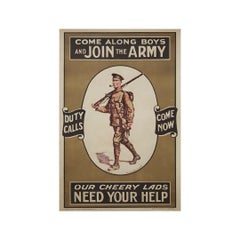 1914 Join the Army Duty Calls British WWI Recruitment Poster by Caffyn