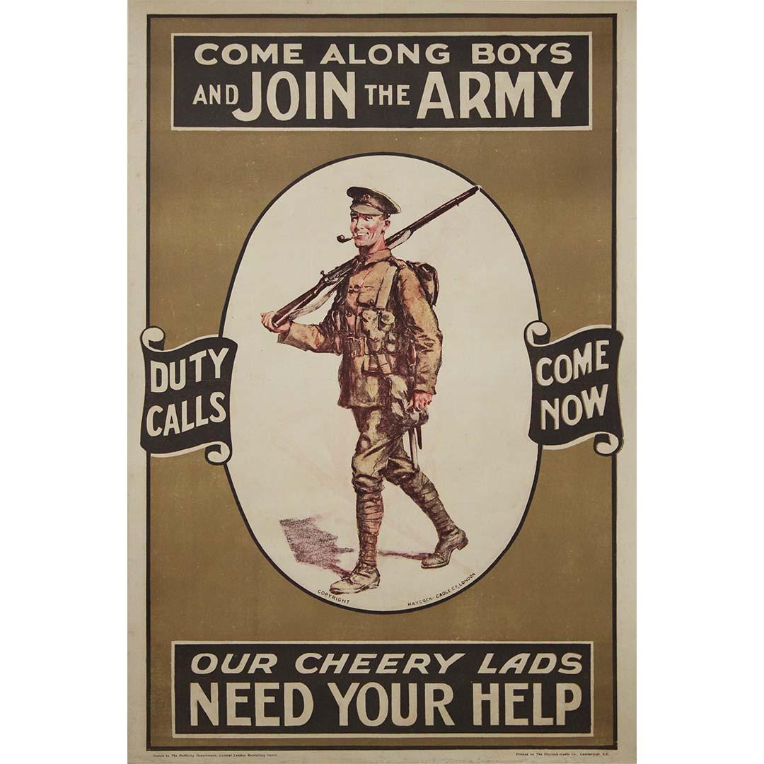 1914 «Únete al ejército, el deber te llama»: cartel británico de reclutamiento de la Primera Guerra Mundial, obra de Caffyn