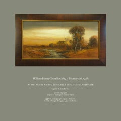 William Henry Chandler Pastel, Cottage by a Shallow Creek in Autumn