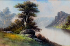 Paisaje al pastel tonalista de principios del siglo XX