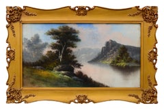 Paysage au pastel tonaliste du début du 20e siècle