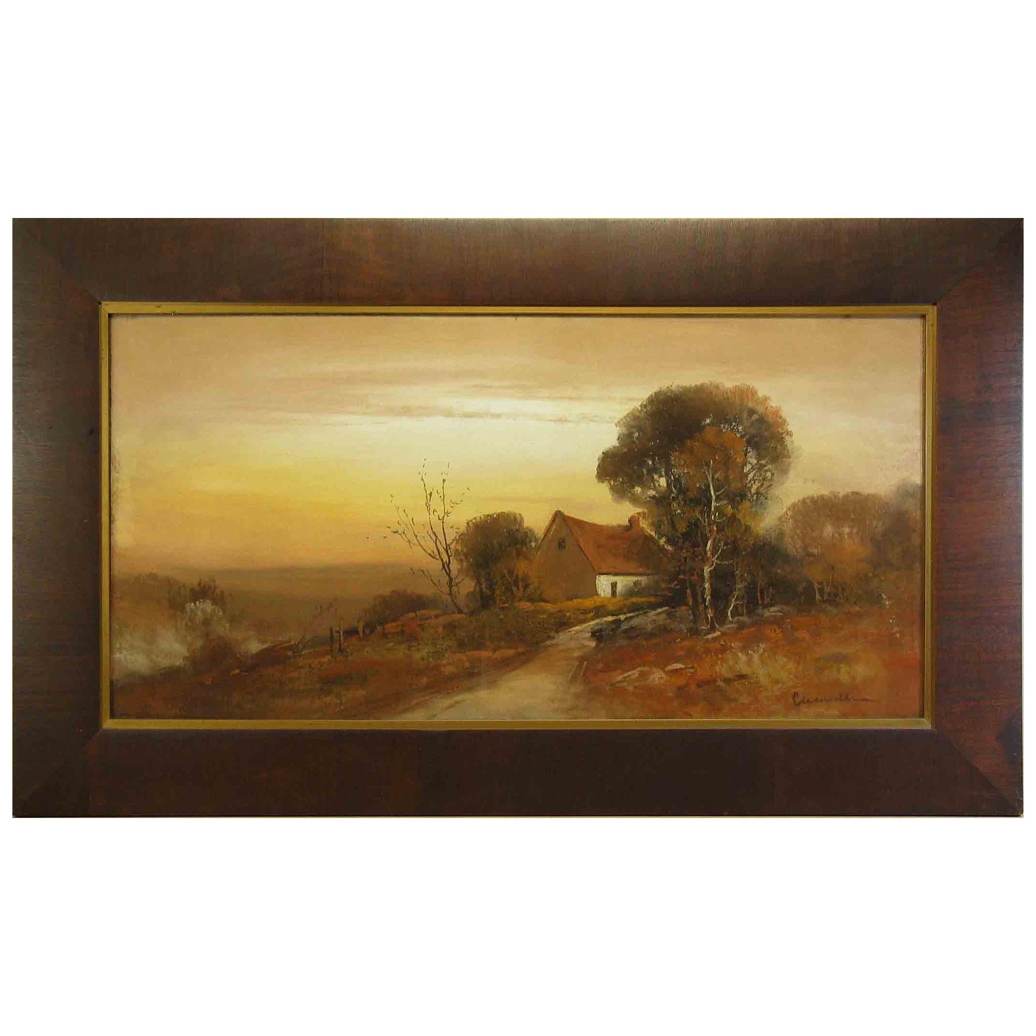William Henry Chandler Pastell, Haus in einer herbstlichen Landschaft im Angebot
