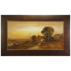 Antique William Henry Chandler Pastel, Cottage in an Autumn Landscape