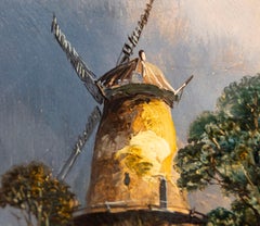Windmill Painting, Oil on Canvas, Late 18th Century, Framed