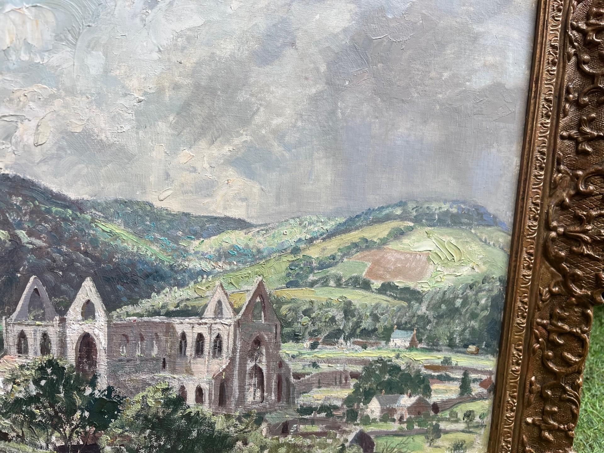 Abbazia di Tintern Wales Abbazia in rovina Grande paesaggio impressionista Olio di metà secolo - Painting Postimpressionismo di william henry david birch