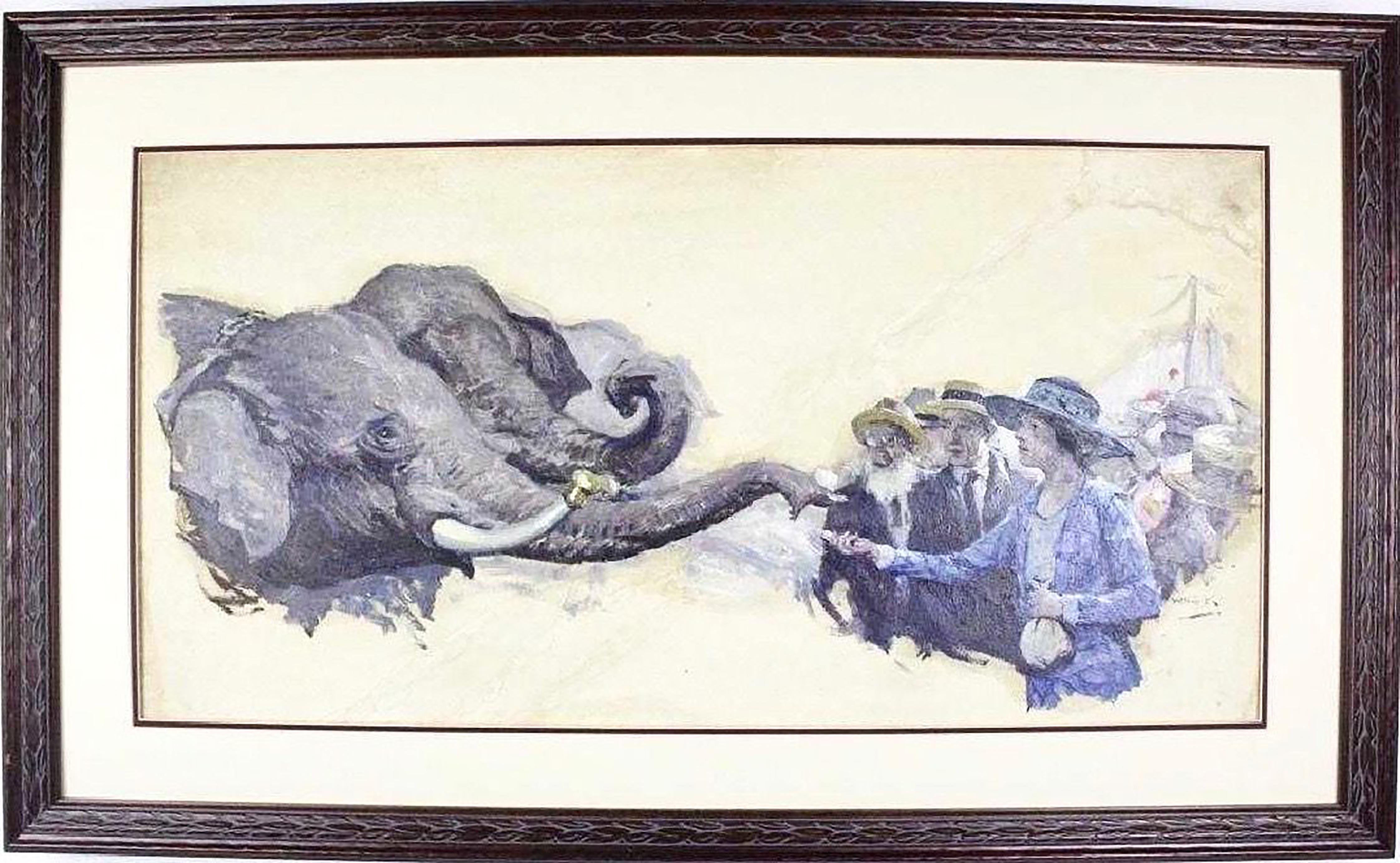Feeding the Elephants - Painting by William Henry Dethlef Koerner
