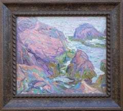 "Race Point 2" Pinturas impresionistas de paisajes costeros de rocas y océano