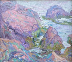 "Race Point 2" Peintures impressionnistes de paysage côtier des roches et de l'océan