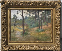 William H. Howe American 1846-1929 Landscape in Original Barbizon Frame ca. 1880