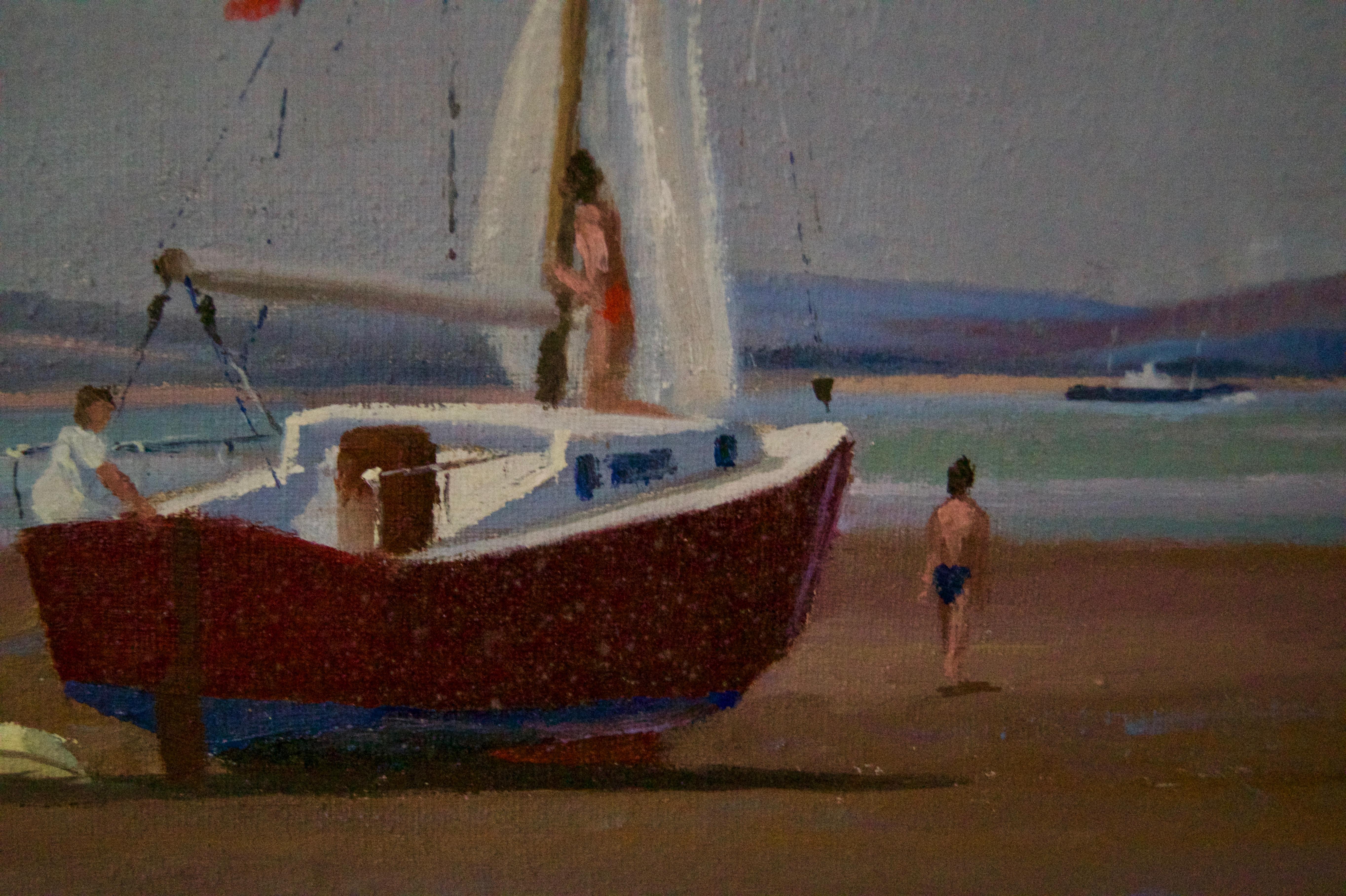 Bembridge Beach - Isle of Wight Mid 20th Century Impressionist Oil Pastel Innes - Post-Impressionist Painting by William Henry Innes