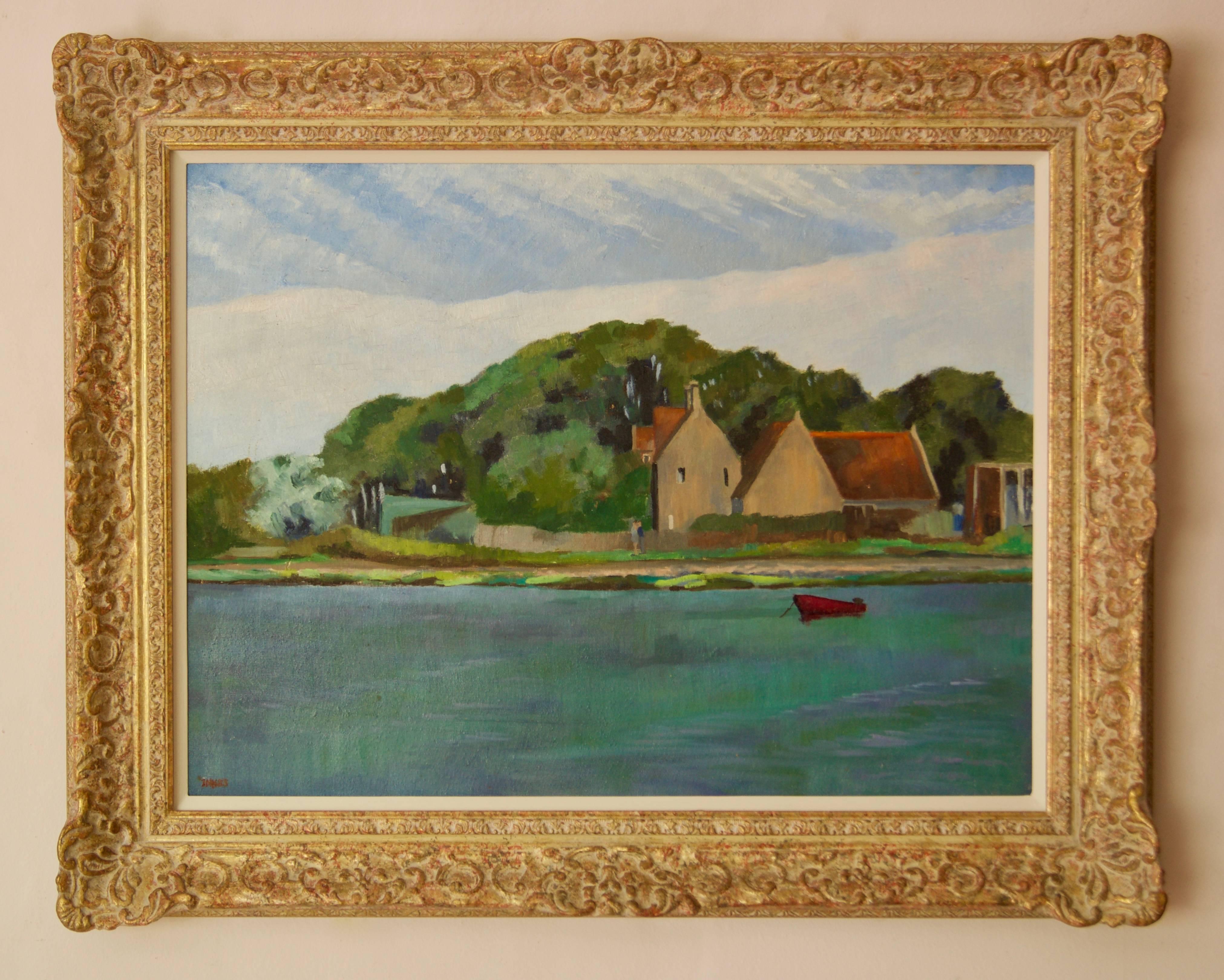 Sul fiume Yar - Olio impressionista della metà del XX secolo di William Henry Innes in vendita 1