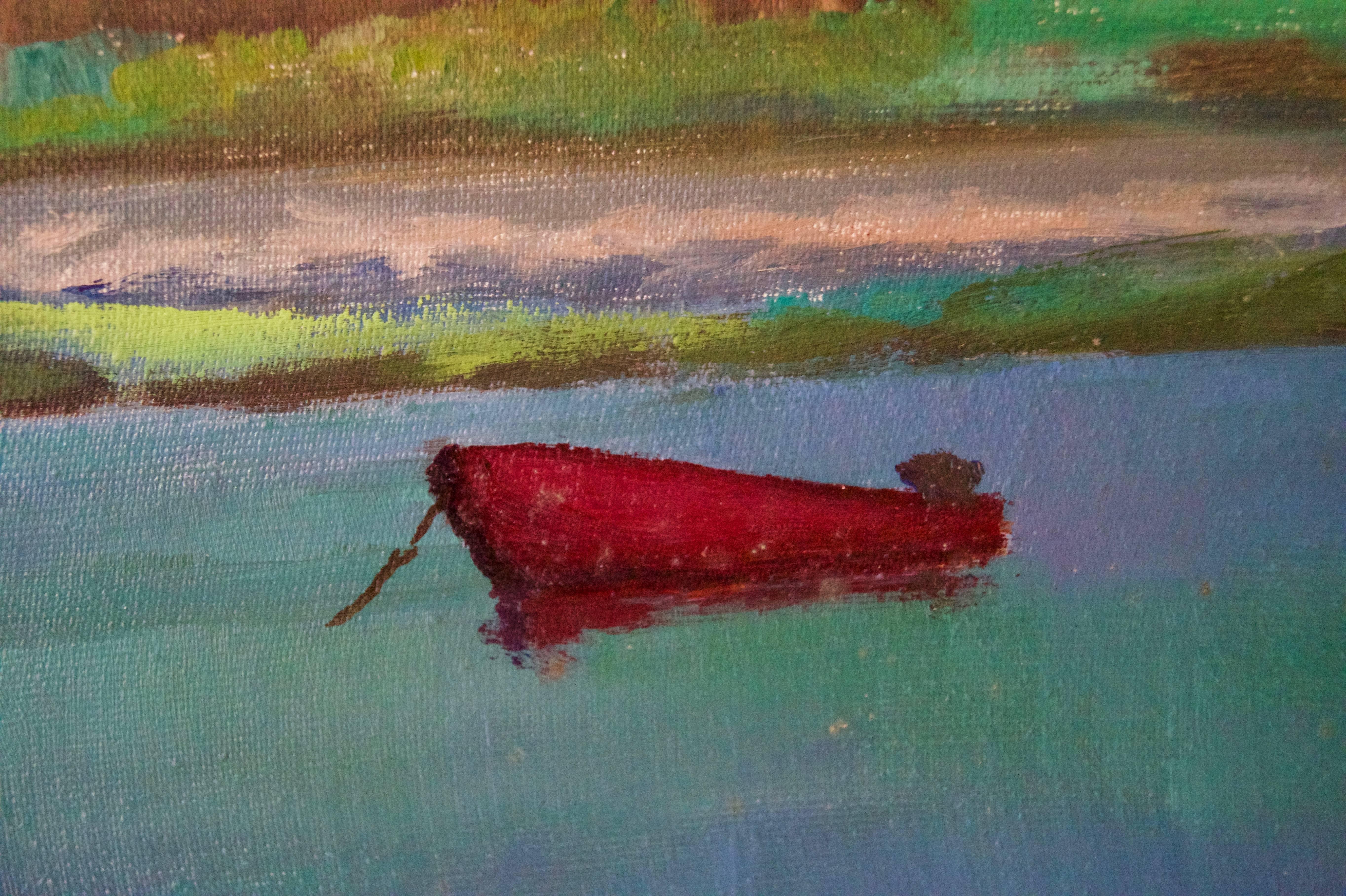Sul fiume Yar - Olio impressionista della metà del XX secolo di William Henry Innes in vendita 3
