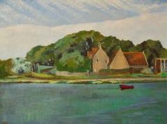 By The River Yar - Huile impressionniste du milieu du 20e siècle par William Henry Innes