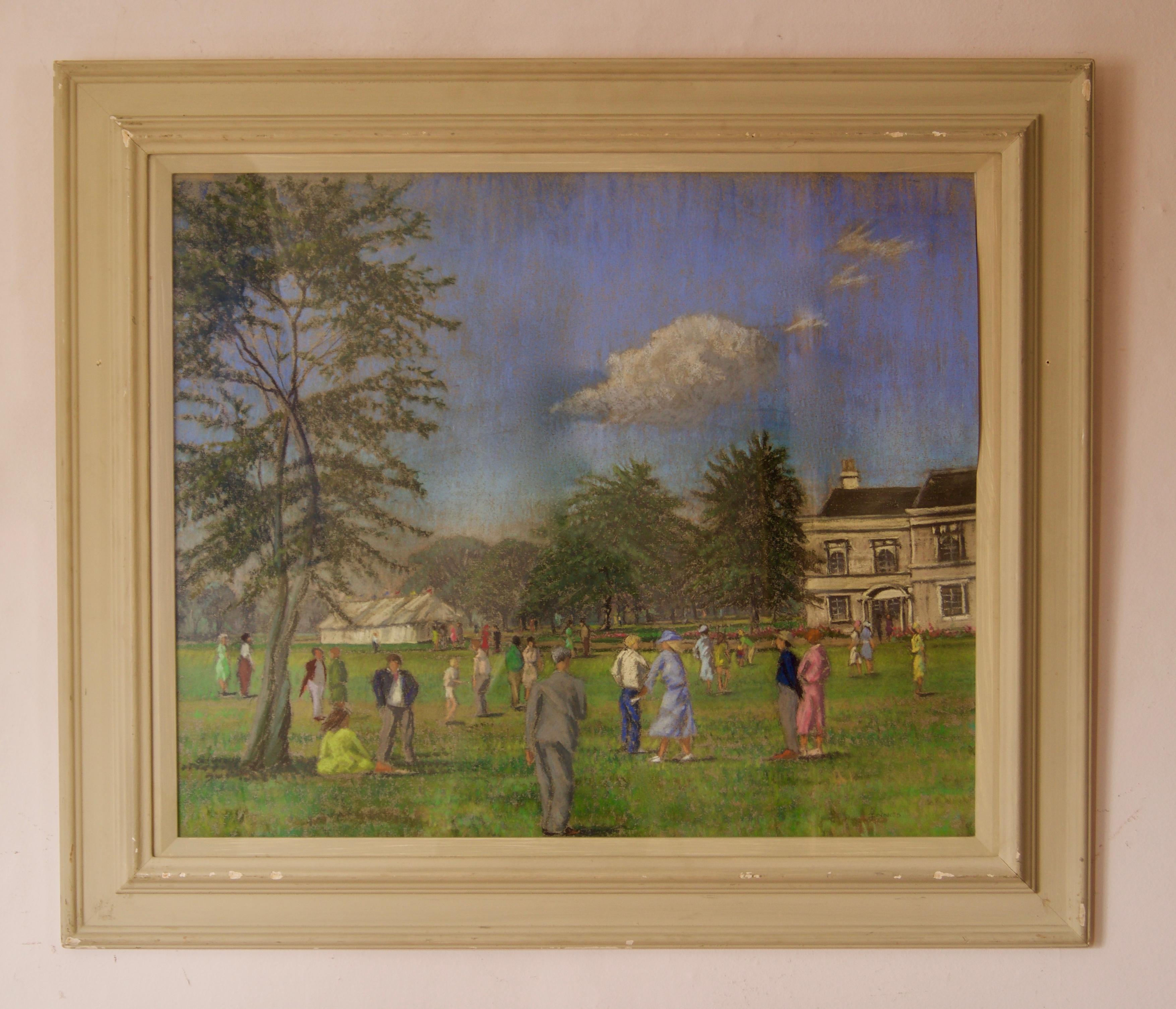 Country Celebration - Mid 20th Century Impressionist Oil Piece of Manor House - Painting by William Henry Innes