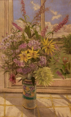 Flores junto a mi ventana - Pastel bodegón del siglo XX de William Henry Innes