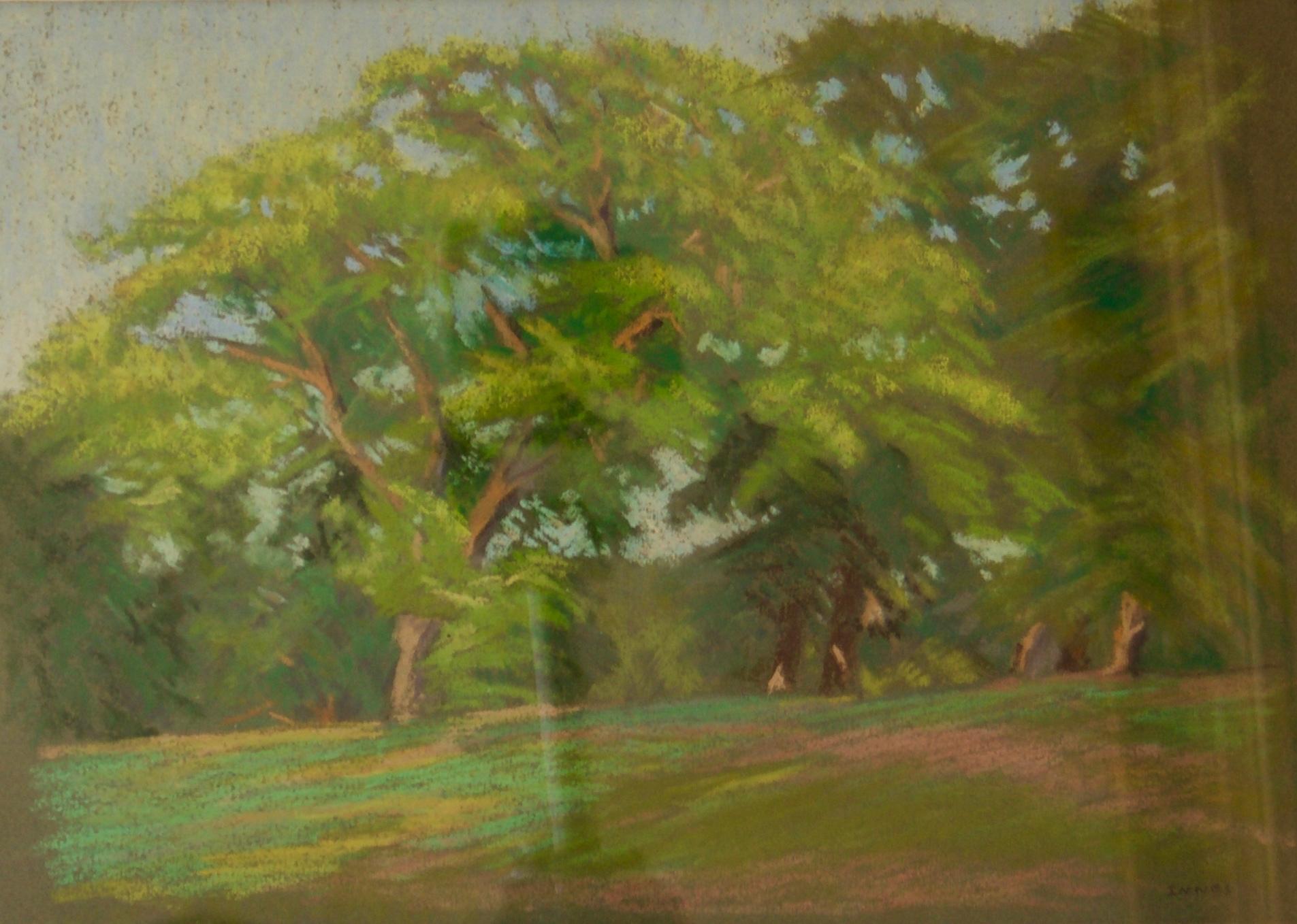 Landscape Painting William Henry Innes - Forest - Paysage impressionniste à l'huile pastel de la fin du 20e siècle par William Innes