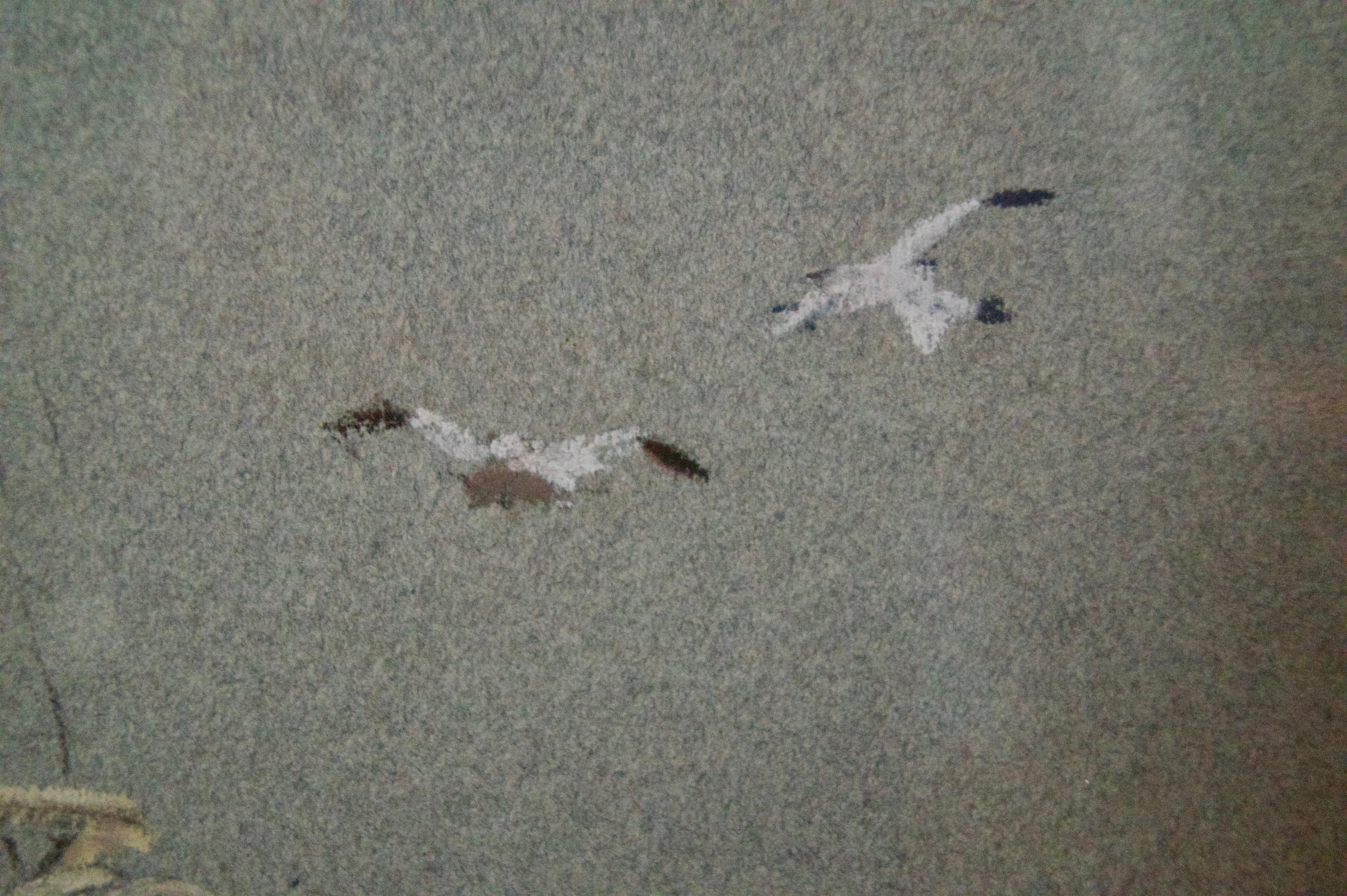 Día gris en Eastbourne - Pastel al óleo impresionista de mediados del siglo XX de un barco - Painting Posimpresionista de William Henry Innes